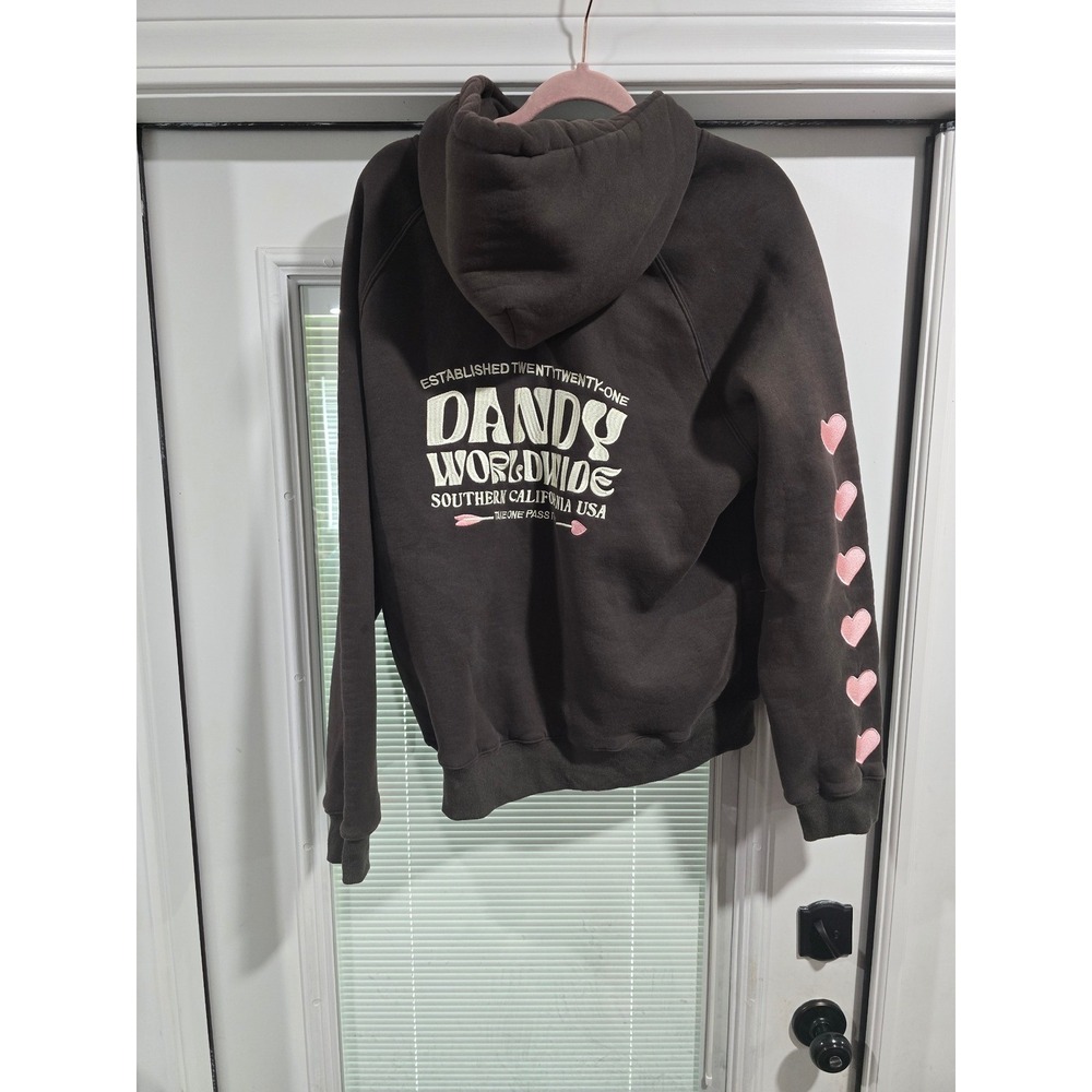 Dandy Worldwide Southern California Brown Heart Sleeve Graphic Hoodie Womens M
